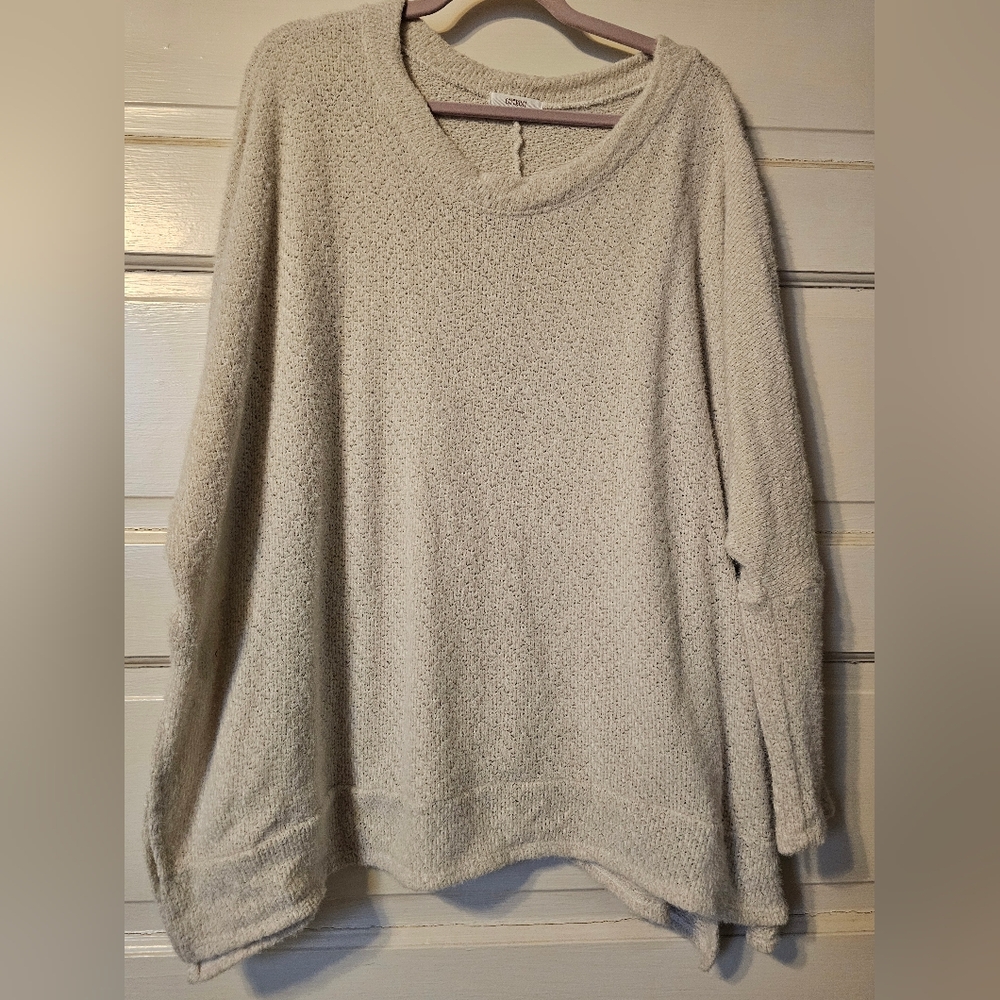 Cherish Cream Cozy Oversized Women's Crew Neck Sweater Large